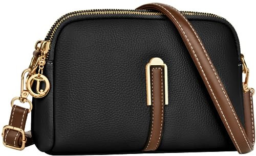 TEUEN Bolso Bandolera Mujer Pequeño de Suave Cuero PU, Bolsos Mujer Bandolera para Movil Bandolera Pequeña Mujer con Cremallera y Correa Ajustable Regalos de San Valentín y Navidad