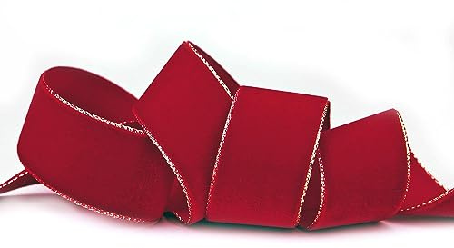 3 m x 36 mm Samtband 644G ROT Dunkelrot Gold Samt mit Goldkante Velvet Velour Geschenkband Schleifenband elegant Geschenkverpackung Dekoration Weihnachten Band Nähen