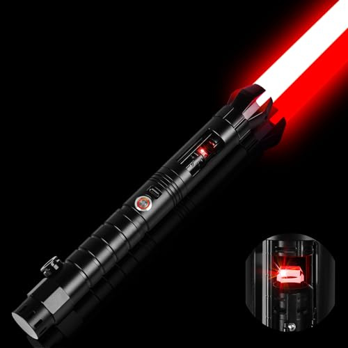 Atexbser Lichtschwert Heavy Duty Duellschwert XRGB 3.0 Smooth Swing Lichtschwert Motion Control 16 Sound-Schriftarten RGB-Farbwechsel Force FX Saber Aluminium-Griff für Erwachsene