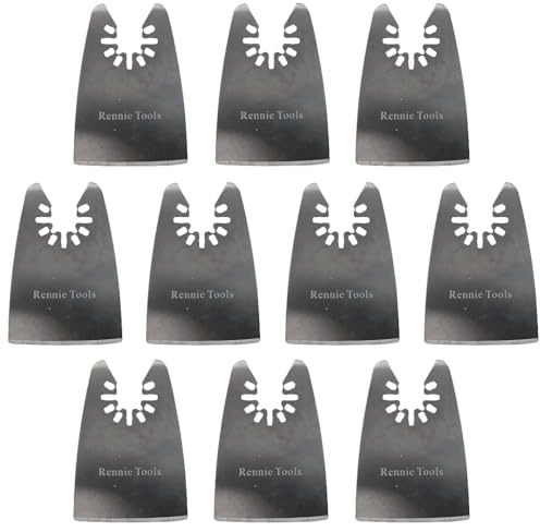 10 X Rennie Tools 50mm Flat Scraper Blades/Oscillating Multitool Blades | For Scraping Cutting Removing Paint Caulk Adhesive Sealant Compatible With Stanley Worx F30 Erbauer Dewalt Multi Tools Etc