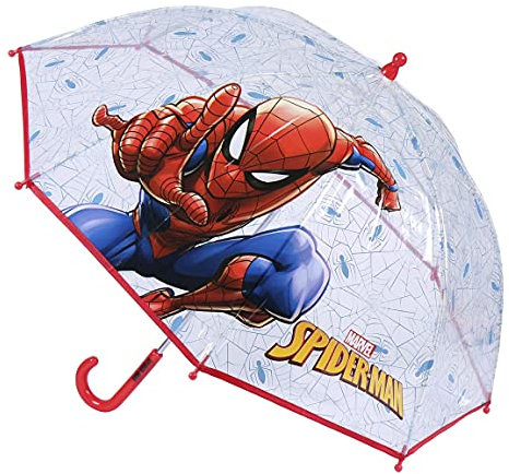 Spiderman Regenschrim Stockschirm Bubble Schirm Spidermann Schirm Fiberglas 66cm Durchmesser (Rot)