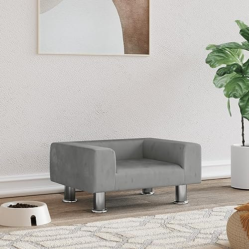 BaraSh Hundebett Hellgrau 50x40x26,5 cm Samt Hundebett Groß Hundebett Wasserdicht