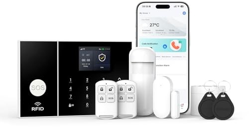 LWOHSI PG108 Alarm System for Home Security,WiFi+GSM 4G DIY Alarm Kit with Phone APP Alert, Door/Window Sensor, Remote, Compatible with Alexa and Google for House, Apartment (LW108-4GUK-A)