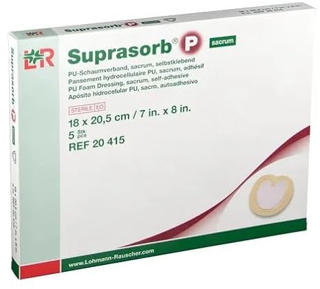 Suprasorb P sacrum, PU-Schaumverband selbstklebend, 18 x 20,5 cm steril, 5 Stk
