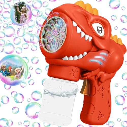 Booaee Dinosaurie tvålbubbelpistol för barn, automatisk såpbubbelmaskin med 4000 bubblor, såpbubbelleksak för barn födelsedagsfest