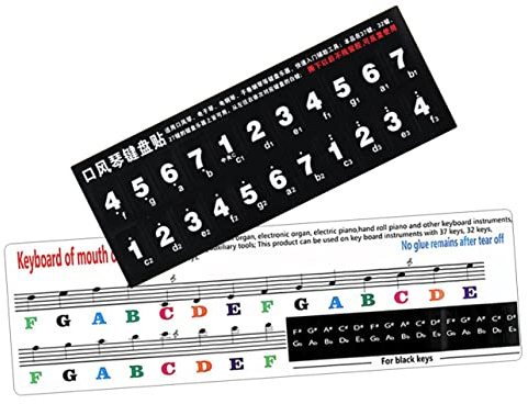2 Stück Tonhöhenetiketten für Melodica, 27 32 37 Tasten | Abziehbar, Wiederverwendbar, Rückstandsfrei, Schwarzes Sticker Material, für Schüler und Spieler