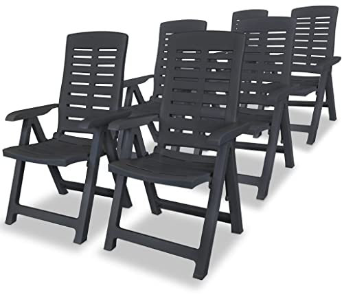 Lot de 6 transats de Jardin, Plastique, Vert, 60 x 61 x 108 cm, pour Jardin, terrasse, Balcon, terrasse