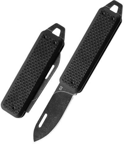 Caressolove G10 Small Pocket Knife For Men, Extremely Sharp D2 Steel Keychain EDC Blade, Multifunction Mini Package Opener Little Knife, Portable Lightweight Folding Tiny Pocketknife (Stone wash)
