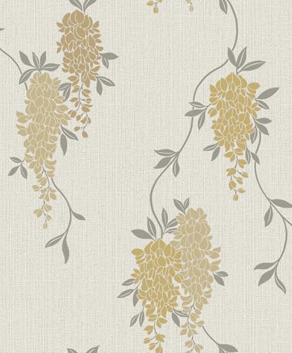 Fine Decor FD43672 Wisteria Floral Papier peint Ocre