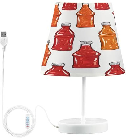 Mnsruu Lampada da tavolo per camera da letto, con bottiglia di salsa di ketchup e peperoncino, lampada da comodino in 3 colori con lampadina a LED, lampade da comodino per soggiorno scrivania, S
