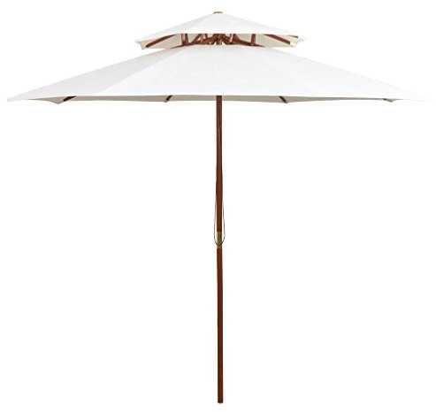Xichuzi Sombrilla de Dos Pisos 270x270 cm Palo de Madera Blanca Crema, Parasoles De Jardin, Sombrilla Piscina, Sombrilla Terraza Exterior, Parasol Playa, Sombrillas para Jardin - 42964