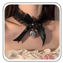 Inateannal Gothic Bogen Spitze Halsband Halsband Kurz Breit Spitze Halsband Halsband Schwarz Spitze Bogen Strumpfband Gürtel Silber Glockenkragen Halsband Strumpfband Lolita Cosplay Kostüm Halsband