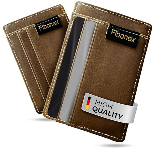 Fibonex Magic Wallet Leder Portemonnaie mit Münzfach – Slim Geldbörse für Herren & Damen – Hochwertiges Echtleder – Smartes Design für Karten, Scheine & Münzen Portmonee Kartenetui