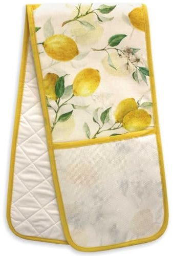 Guanto da forno doppio da ricamare a punto croce, guantone doppio da forno con tela aida, guanto unito da ricamare, fantasia limoni