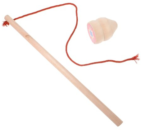 Gatuida Holz Kreiselspielzeug Traditionell Chinesisches Spielzeug mit Rotierenden Kreiseln und Peitsche für Feiern Geburtstage Halloween und Mehr Zufällige Farbe