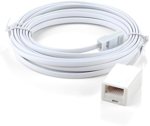 Aihoom 5m Telephone Extension Cable, UK Phone Line Cable with 4-Pin (6P4C) Male to Female Connector, RJ11 Landline Extension Cord for Home Office, Telephones, Fax Machines, Modems & Routers