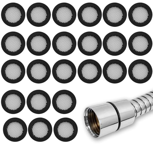 24 Stück 1/2-Zoll-Duschkopf-Dichtungssieb, flache wassersieb dichtung, schwarzes dichtung duschschlauch, für Wasserhähne, Duschköpfe, Handbrausen
