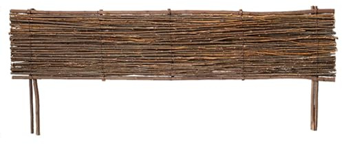 Recinzione da giardino in legno di salice naturale, recinzione in vimini senza scavare paesaggio, recinzione per aiuole, patio, cortile (colore: colore naturale B, dimensioni: 60 cm/24 pollici)