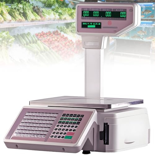 Kommersiell digital prisberäkningsvåg med termisk etikettskrivare,elektronisk viktvåg,digital våg för livsmedelsbutiker,våg för Stormarknad,LCD-skärm 30 kg kapacitet