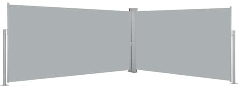 Store latéral extensible pour extérieur, 160 x 600 cm, gris, double cassette, résistant aux UV, protection solaire, coupe-vent, brise-vue, pour jardin, balcon