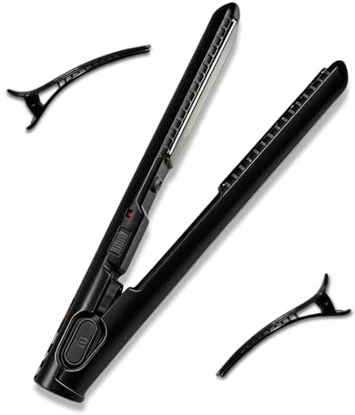 XWLEYW Mini Ceramic Plate Hair Straightener, Travel Portable Flat Iron Hair Straightener for Short Hair, Small Dual Purpose Hair Curling Iron and Straighteners for Women Men (Black)