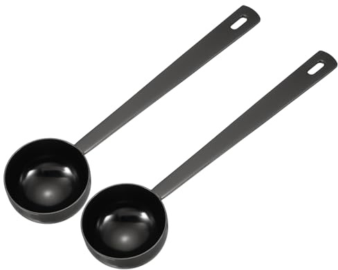 QUARKZMAN 2 Cucharillas Medidoras De 25ml Con Mango Largo Para Café Molido Té Azúcar Cocina Repostería Color Negro