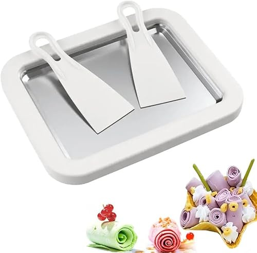 Xuzhouzhou Macchina per rollare il gelato con 2 spatole - Piastra rullo per gelato per fare yogurt