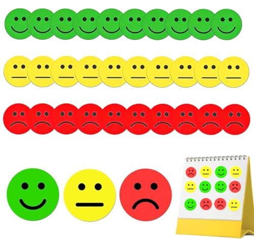 CATZUM 30-teiliges Magnet-Whiteboard-Set, rund, mit Smiley-Gesichtern, Auszeichnungskarten, Kühlschrankmagneten, Bürogeschenk, in PP-Box (2,5 cm)