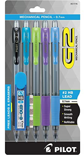 Pilot Mechanical Pencil (31776),Black/ Lime/ Purple/ Turquoise/ Periwinkle,0.7mm