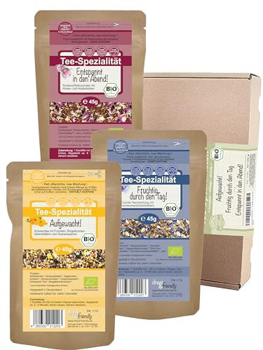 direct&friendly | 3er Bio Tee Geschenkset für Teeliebhaber | 3 lose Bio Temischungen | 3 x 45g