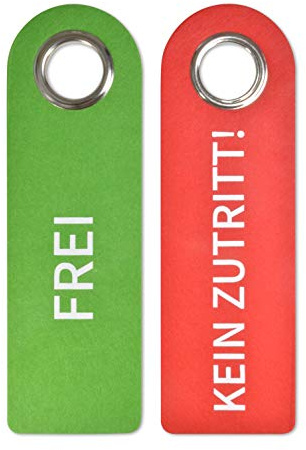 SynMe 2 FREI/KEIN ZUTRITT Türschilder aus Poly-Filz - 27 x 8,5 x 0,5 cm - Metal-Schutzring - Frei Besetzt - Türgriffschild - Badezimmer Schlafzimmer - Statusanzeiger - Vielseitig einsetzbar