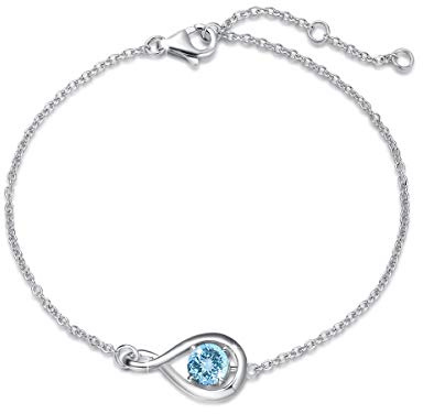 FANCIME Infinity März Geburtsstein Armbänder Damen mit imitierter Aquamarin