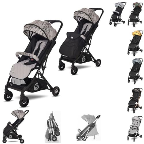 Lorelli Kinderwagen Myla, Buggy klein zusammenklappbar, nur 7 kg, kompakter Sportsitz bis 15kg, geeignet für Flugreisen, Baby Reisebuggy, schwarz grau