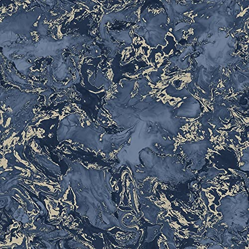 Metallic Ripple Liquid Marble Elixir Swirl Blue Gold Shimmer Wallpaper WD0042 Bedroom Living Room Hallway Feature Wall Full ROLL 10 m x 0.53 m