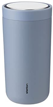 Stelton To-Go Click - Thermobecher, doppelwandige Isolierflasche - Rostfreier, auslaufsicherer Kaffeebecher/Teebecher mit Smart-Click-Deckel - Heiße & kalte Getränke - 0,2 Liter, Weich Staubblau