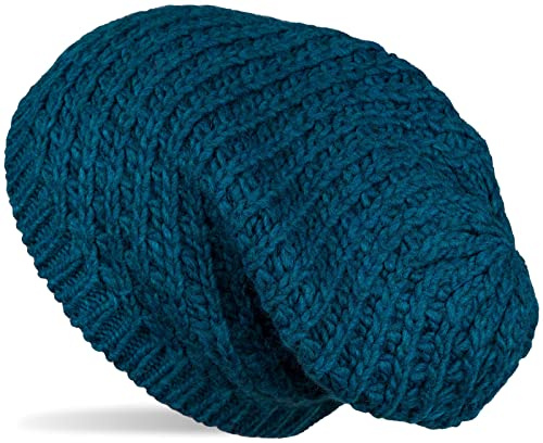 styleBREAKER Unisex Grobstrick Beanie Mütze Slouch Passform, Petrol