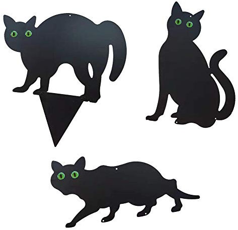 Vogelschreck Katzen Metall, 3 Stück Vogelscheuche Katze mit reflektierenden Marmoraugen Garten Schreck Katze Vogelabwehr Scarers Cat Gartenstecker Gartendeko für Landhaus Outdoor Rasen Hof Terrassen