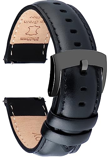 OTTOODY Leder Uhrenarmband 18-22mm Mit Schnellverschluss - Elegantes Ersatz-Armband für Herren und Damen Uhren und Smartwatches