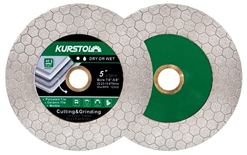 KURSTOL Diamant-Trennscheibe - 2 Stück 125mm Diamant Fliesentrennscheibe | Bohrung 22,23/15,875 mm zum Schneiden und Schleifen von Keramikfliesen, Porzellan, Granit, Marmor