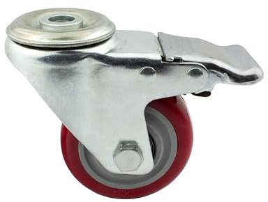 KLAK Lenkrolle Gummirolle mit Bremse Ø75mm Rückenloch Ø10,2mm für Aluprofil - 4 Stück