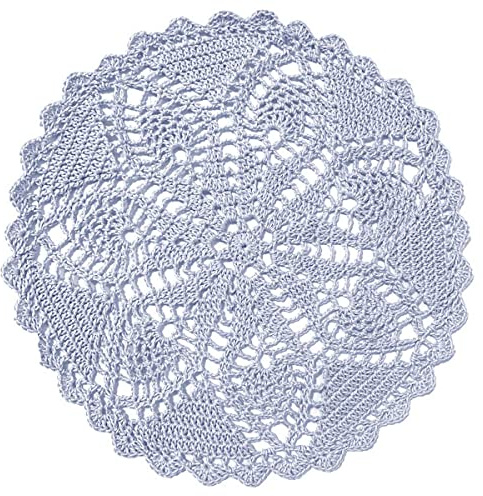 BIBITIME Lace Placemats Kitchen Dinner Table Doilies Dishes Bowl Knife Fork Mats Handmade Crochet Knitted Anniversary Mother's Day (Style06-BrightGrey,11 in to 12 in, 1)