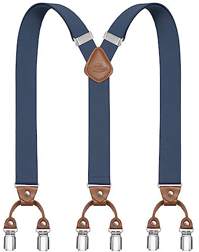Dresime Hosenträger Herren Hosenträger mit 6 starken Metallclips, Y-Rücken verstellbar, Heavy Duty elastisch, A-blau, Einheitsgröße