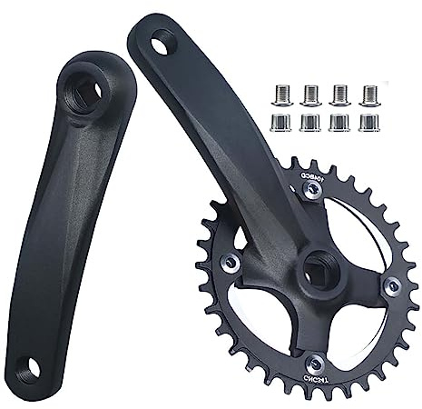 LHHL Mountainbike Vierkant Konus Kurbel 152/165/170mm Aluminiumlegierung Kurbelarm-Satz 30/32T/34T/36T/38/40/42T Narrow Width Zähne Rundes MTB Kettenblatt(Black 152mm,30T)