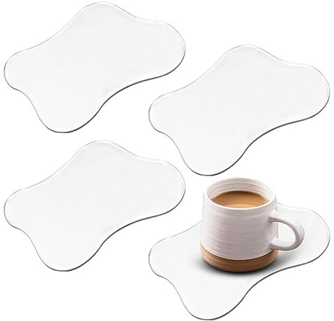 4pcs Acrylic Irregular Coasters, Clear Cloud Shape Cup Mats Transparent Irregular Shaped Coasters Coffee Cup Coaster Creative Mug Pad Ornaments for Desk Dining Table Bar Photography Decorative Props