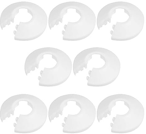NAYAGOGO 8 Pcs Radiator Pipe Collars White Plastic Pipe Collars, Radiator Pipe Covers, Pipe Collars Wall Flange Cover for 15mm Diameter Pipe Decoration
