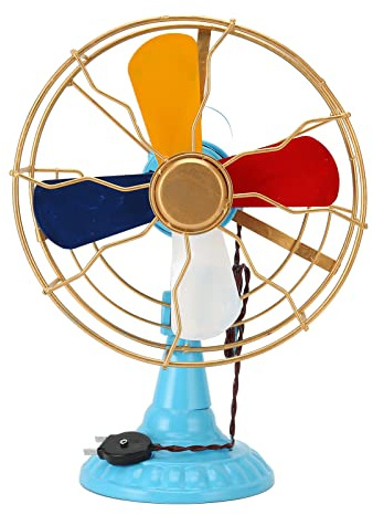 Modelo De Ventilador De Mesa Vintage De Estilo Retro: Decoración De Ventilador De Metal Adornado Con Base Ancha Para Una Decoración Elegante De Escaparate Y Pasillo