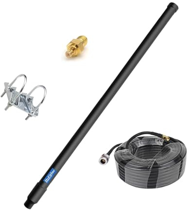High Gain Dual Band ADS-B-antenn – 1 090 MHz och 978 MHz, 13 dBi, N-typ hane, rundstrålande glasfiber med 9,8 m N-hona till SMA-hane förlängningskabel för långdistans SDR-mottagare för flygfart