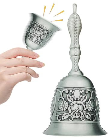 Vintage Nachttischglocke | Laute Messing Handrufglocke - Handklingel - Retro Rufglocke - Dinner Bell - Resturant Service Glocke - Antike Glocke - Handglocke Service Rufglocke - Alarm Klingeln mit