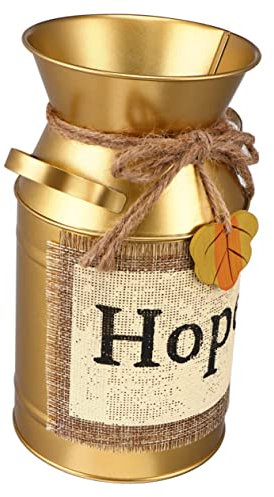 MAGICLULU Golden Tin Bucket Shaped Like Milk Pot for Home Decor Flower Holder Vase for Desktop Store Display
