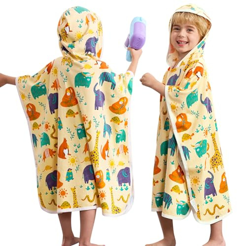 babee Reshinee Viscose for Bamboo Toddler Hooded Bath Towel - Kids Beach Towel for Boys and Girls, 25.5 x 25.5 Swim Poncho for Bath, Pool, and Beach Use, 1 Pack